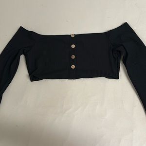 Off the shoulder mega cropped shirt